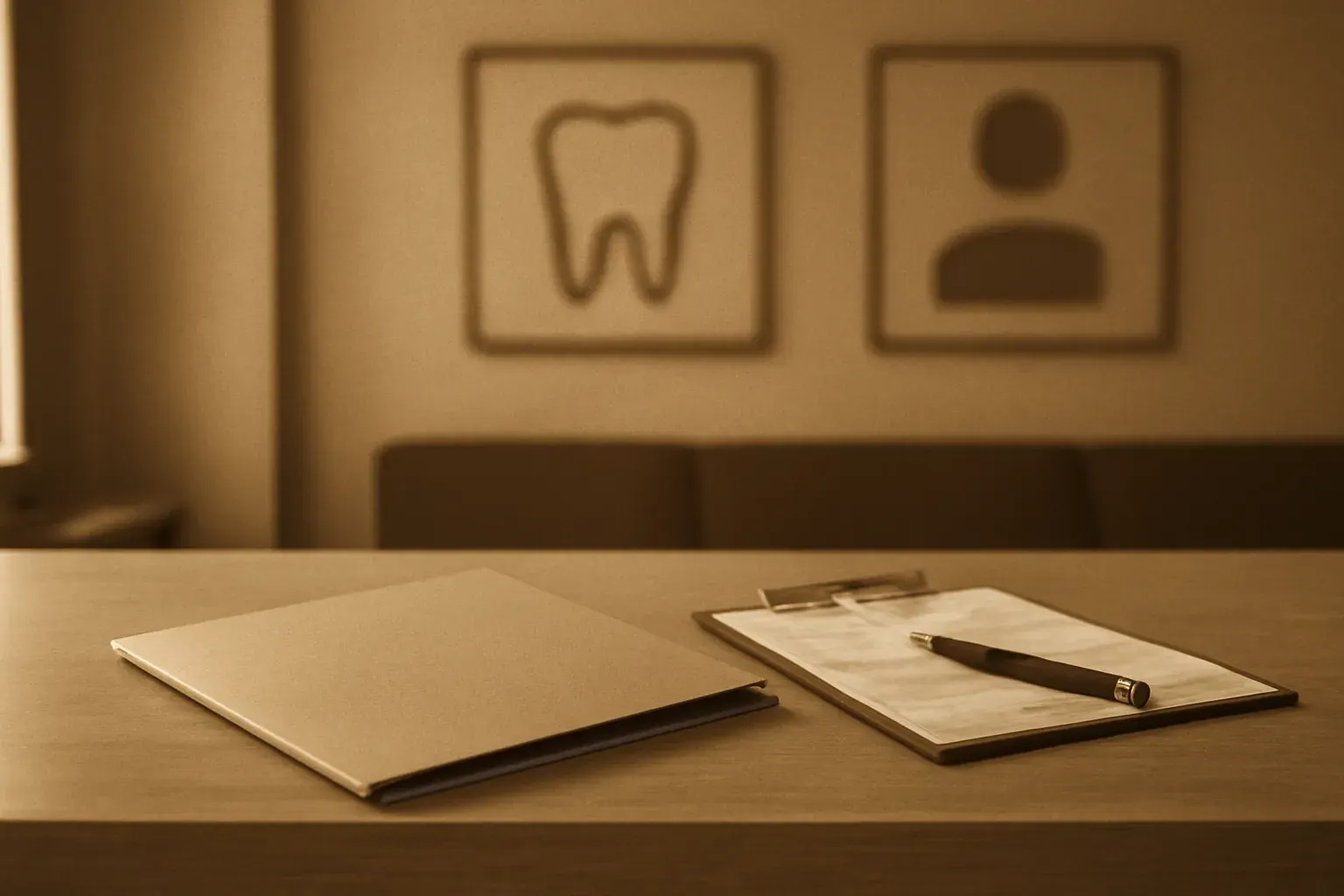 Marked-up manuscript pages representing the dental group website copy engagement