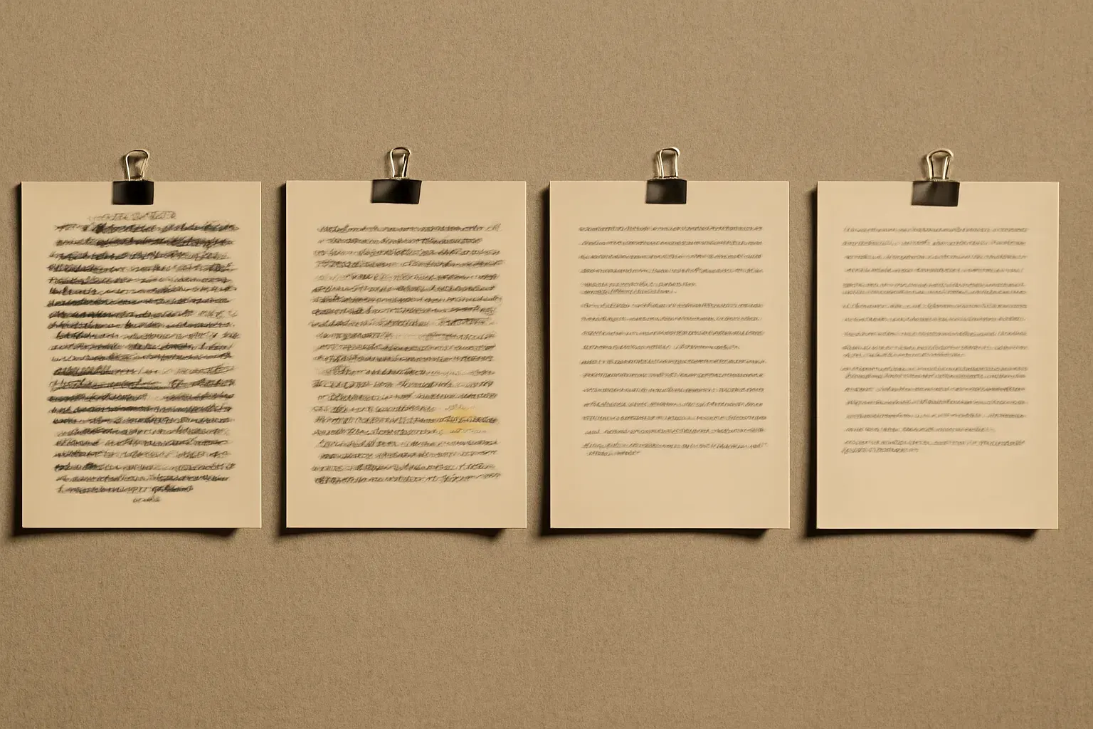 Marked proofs pinned in sequence